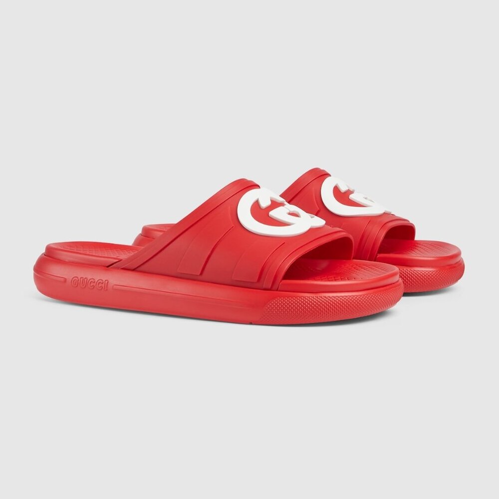 NIB Gucci interlocking G red rubber slides sandals G 11 US 11.5-12